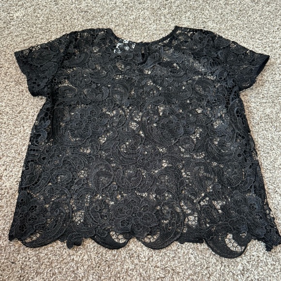 Bisou bisou by Michelle Bohbot black lace top short sleeved - Picture 6 of 7